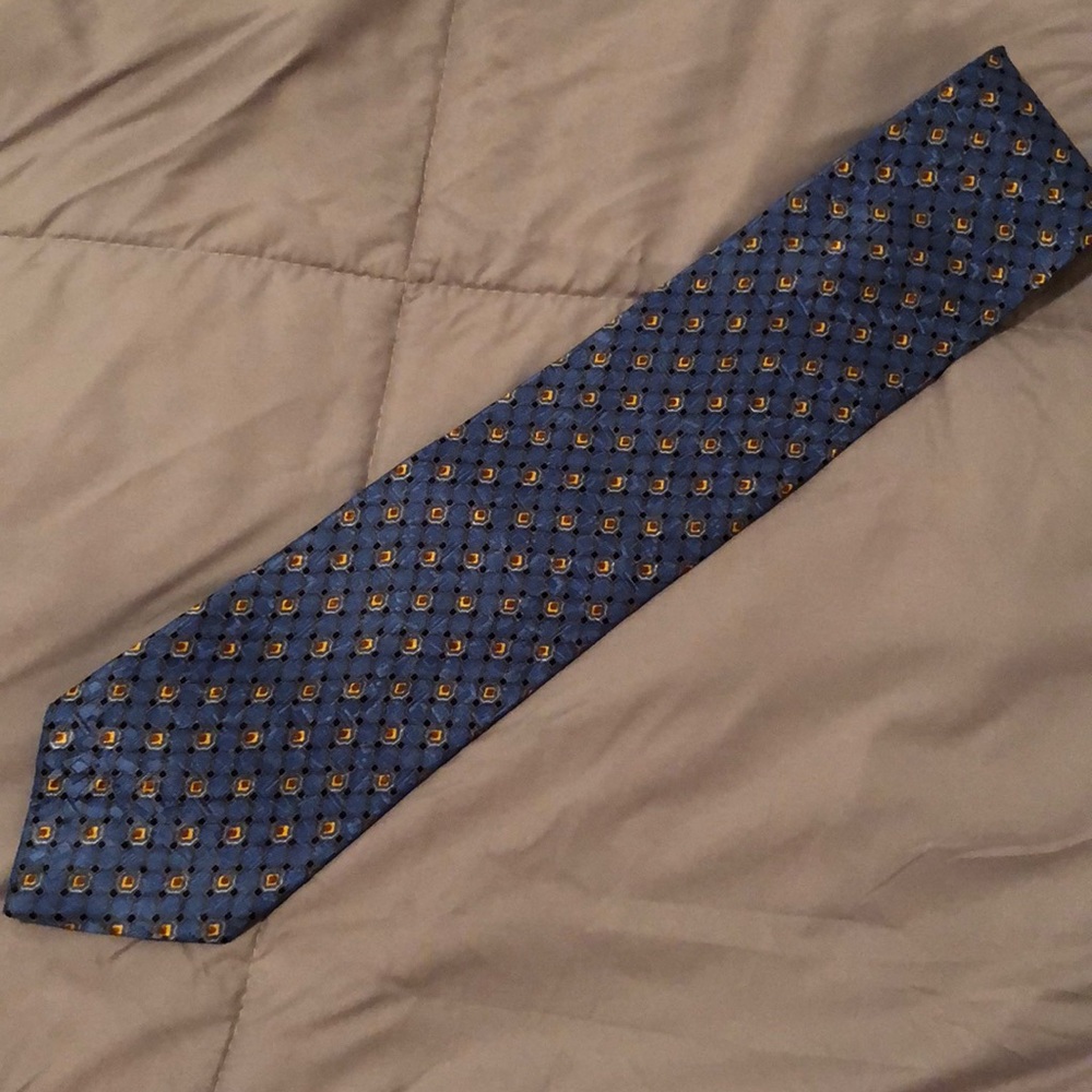 Blue copper geometric tie